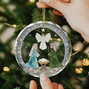Nativity Christmas Seaglass Ornament, Religious Jesus Birth Ornament, Meaningful Christmas Gift, Baby Jesus Ornament, Christian Gift