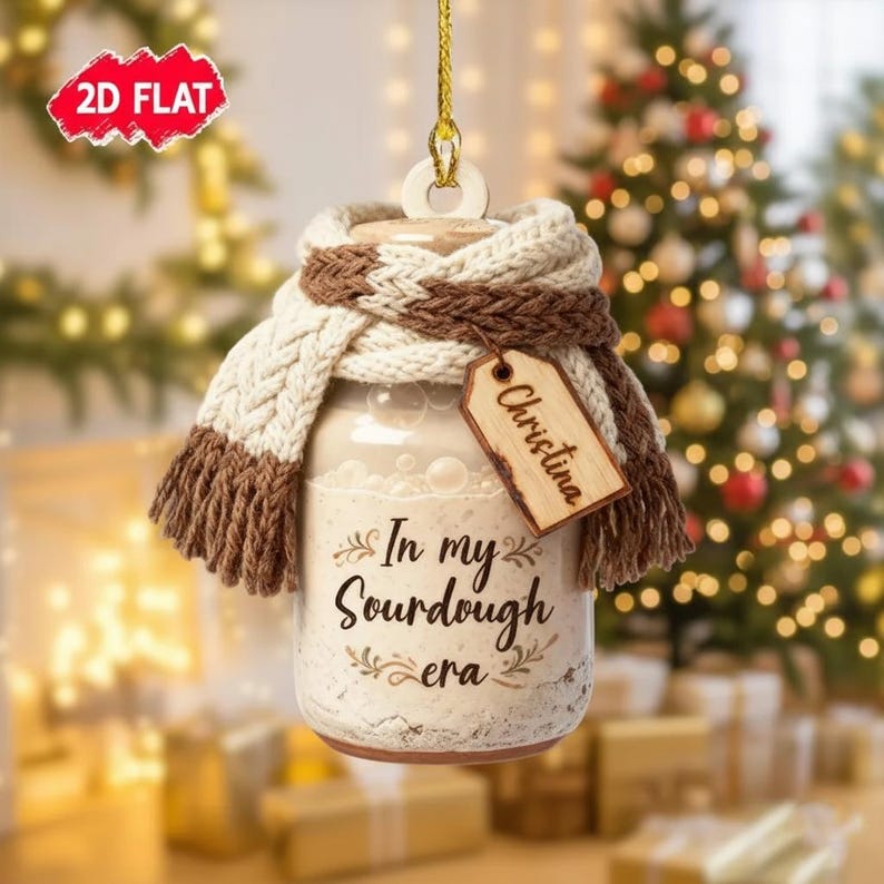 Personalized Sourdough Christmas Ornament, Custom Name Baker Gift, Baking Gift for Bakers, Foodie Food Lover Gift, Christmas Tree Decor