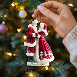 2D FLAT Personalized Santa Couple Acrylic Ornament, Mr & Mrs Claus Christmas Ornament, Engaged Ornament, Newlywed Couple Gift, Wedding Decor