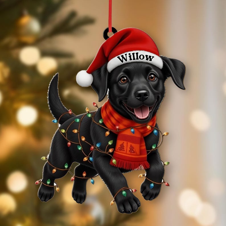 Custom Black Labrador Retriever Christmas Ornament, Flat 2D Pet Wooden Ornament 2025, Pet Lover Gift, Christmas Dog Decor, Dog Name Ornament