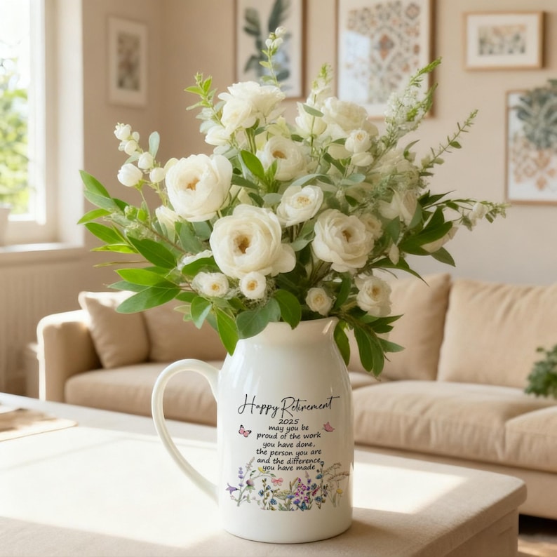 Personalized Retirement Gifts for Women, Retirement Ceramic Flower Vase, Teacher Retirement Ornament, Appreciation Gift, Coworker Gift