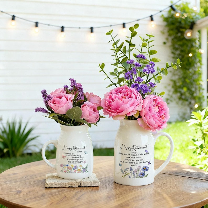 Personalized Retirement Gifts for Women, Retirement Ceramic Flower Vase, Teacher Retirement Ornament, Appreciation Gift, Coworker Gift