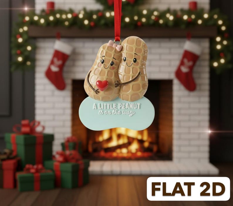 Personalized Peanut Expecting Parents Christmas Ornament, Baby Arriving Ornament, Pregnancy Christmas Ornament, Couple Keepsake, Peanut Gift