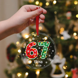 Six Seven Ornament, Personalized 6 7 Funny Christmas Gift, 67 Custom Kids Yearly Ornament Keepsake, Trending Teen Slang, 6 7 meme Gift