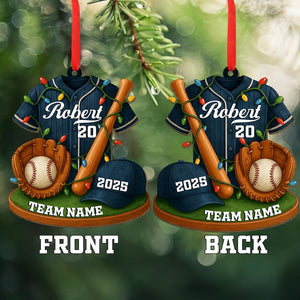 Baseball Ornament, Personalized 2D Flat Baseball Uniform Acrylic Christmas Ornament, Custom Baseball Player Ornament, Baseball Team Gift