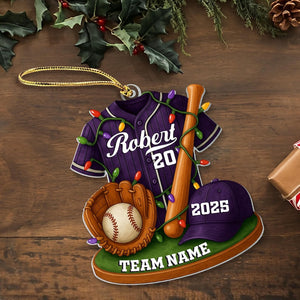 Baseball Ornament, Personalized 2D Flat Baseball Uniform Acrylic Christmas Ornament, Custom Baseball Player Ornament, Baseball Team Gift
