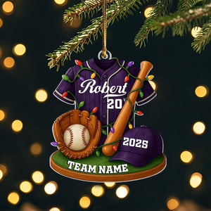 Baseball Ornament, Personalized 2D Flat Baseball Uniform Acrylic Christmas Ornament, Custom Baseball Player Ornament, Baseball Team Gift