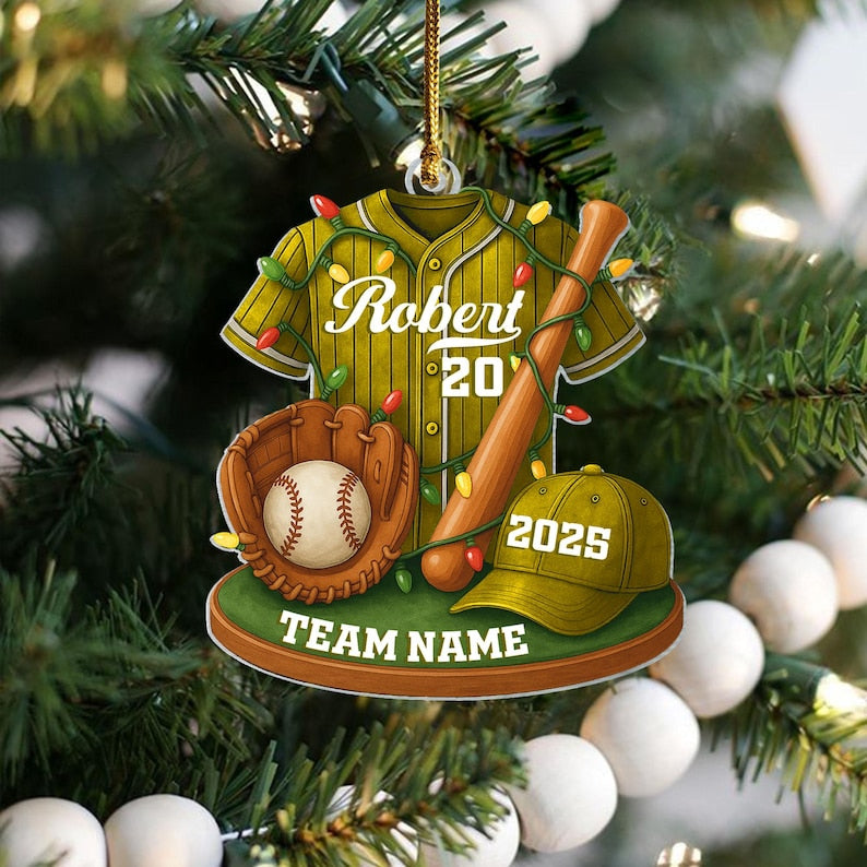 Baseball Ornament, Personalized 2D Flat Baseball Uniform Acrylic Christmas Ornament, Custom Baseball Player Ornament, Baseball Team Gift