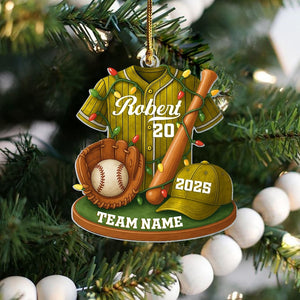 Baseball Ornament, Personalized 2D Flat Baseball Uniform Acrylic Christmas Ornament, Custom Baseball Player Ornament, Baseball Team Gift