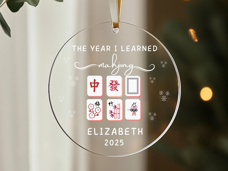 Mahjong Glass Ornament, Personalized Mahjong Lover Christmas Ornament, New Mahjong Hobby Gift, Mahjong Group Gift 2025, Game Night Keepsake