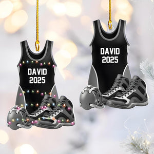 Custom Wrestling Ornament, Personalized Wrestling Ornament, Gym Trainer Gift ,Singlet Ornament,Boys Wrestling Ornament,Sport Xmas Tree Decor