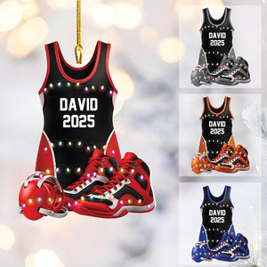 Custom Wrestling Ornament, Personalized Wrestling Ornament, Gym Trainer Gift ,Singlet Ornament,Boys Wrestling Ornament,Sport Xmas Tree Decor