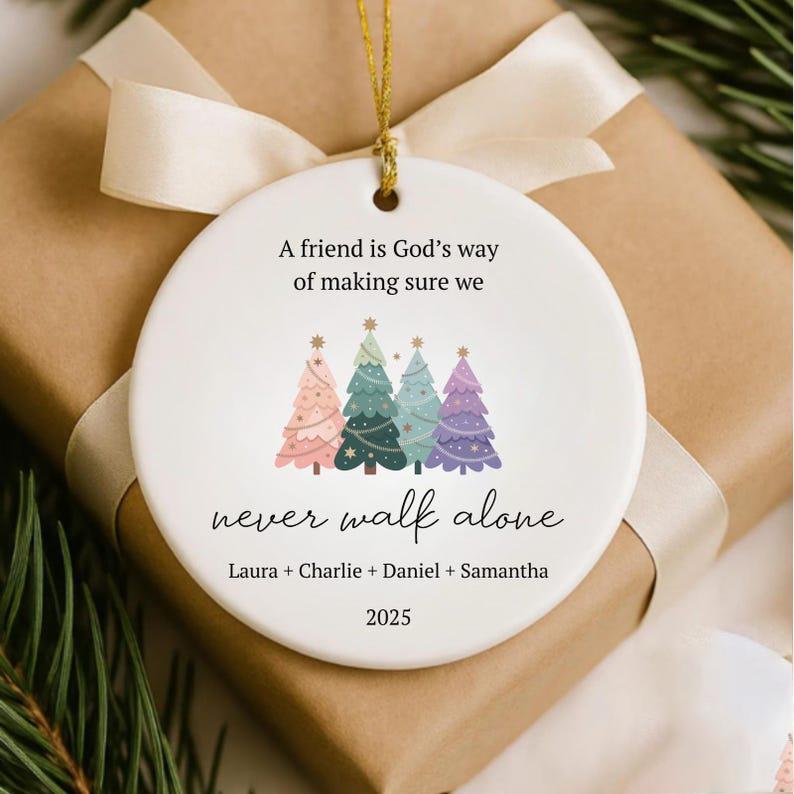 Personalized Best Friends Ornament, Custom Besties Ornament, Friendship Ornament, BFF Christmas Tree Keepsake, Christmas Gift for Friends