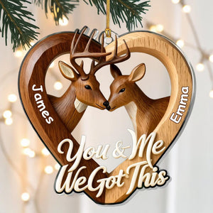Personalized Deer Couple Heart Ornament Custom Names Romantic Love Keepsake You and Me We Got This Rustic Christmas Gift for Couples 2025