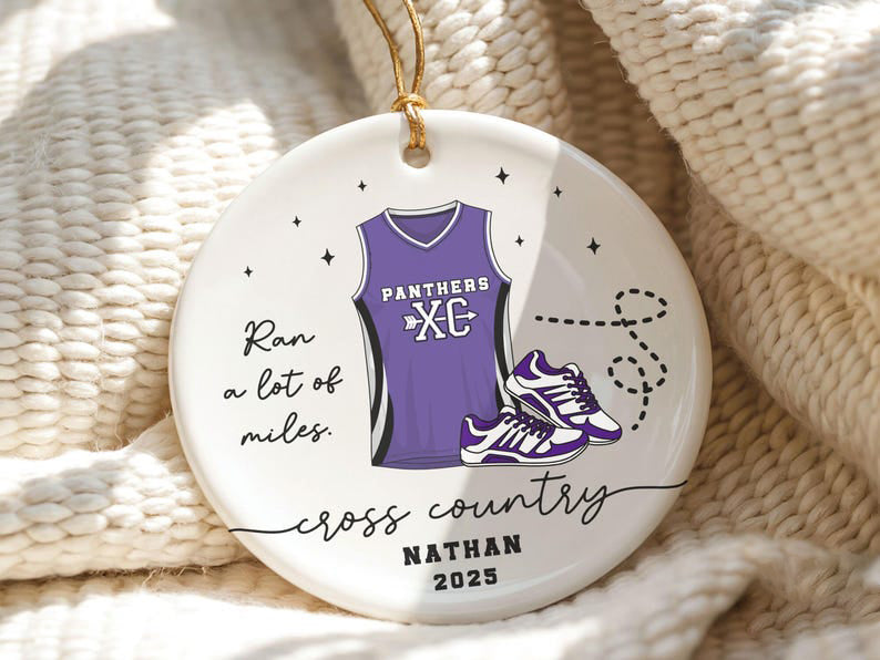 Personalized Cross Country Ornament, Custom Running Keepsake, Ran a lot of Miles Ornament, Gift for Marathon Runner, Track Senior Night Gift