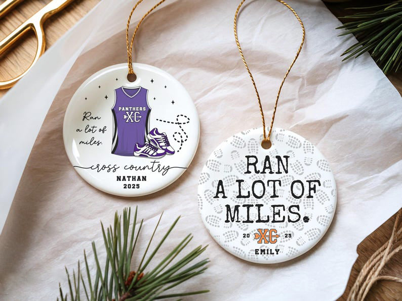 Personalized Cross Country Ornament, Custom Running Keepsake, Ran a lot of Miles Ornament, Gift for Marathon Runner, Track Senior Night Gift
