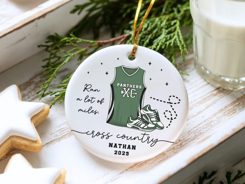 Personalized Cross Country Ornament, Custom Running Keepsake, Ran a lot of Miles Ornament, Gift for Marathon Runner, Track Senior Night Gift