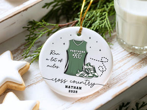 Personalized Cross Country Ornament, Custom Running Keepsake, Ran a lot of Miles Ornament, Gift for Marathon Runner, Track Senior Night Gift