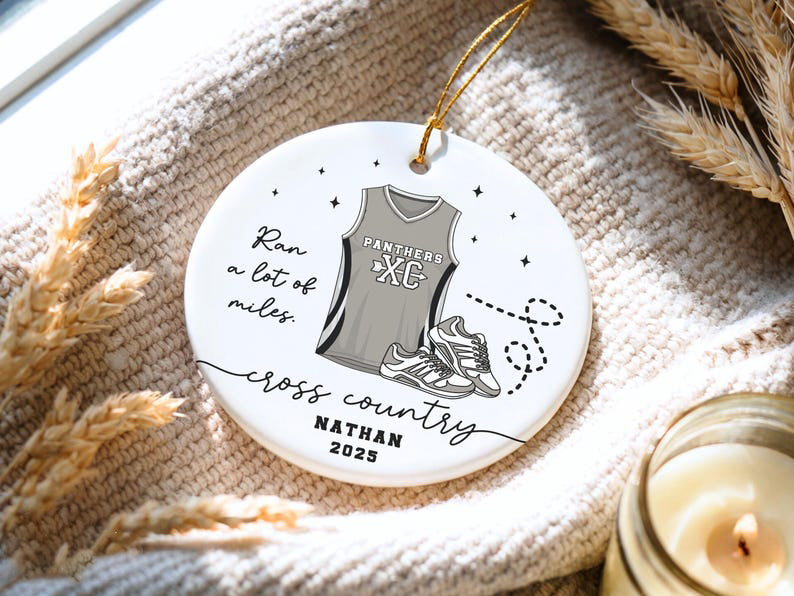 Personalized Cross Country Ornament, Custom Running Keepsake, Ran a lot of Miles Ornament, Gift for Marathon Runner, Track Senior Night Gift