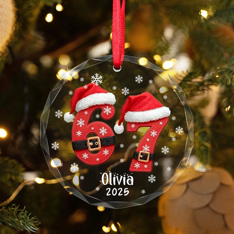 Six Seven Ornament, Personalized 6 7 Funny Christmas Gift, 67 Custom Kids Yearly Ornament Keepsake, Trending Teen Slang, 6 7 meme Gift