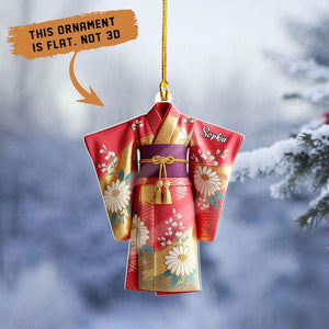Personalized 2D FLAT Kimono Ornament, Japan Culture Christmas Decor, Japan Travel Keepsake Ornament, Japan Lovers Gift