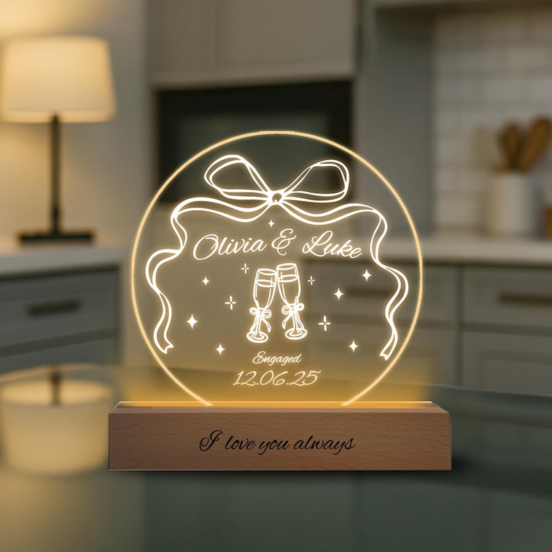 Personalized Engagement LED Night Light | Custom Couple Gift, christmas gift