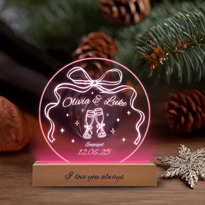 Personalized Engagement LED Night Light | Custom Couple Gift, christmas gift