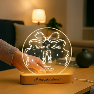 Personalized Engagement LED Night Light | Custom Couple Gift, christmas gift