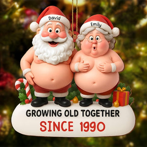 Custom Santa & Mrs. Claus Couple Ornament, Christmas Gift for Couples, Growing Old Together Holiday Keepsake, Romantic Xmas Tree Decor 2025