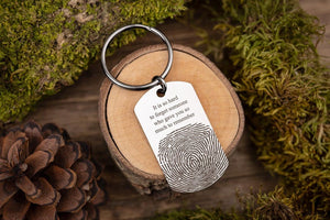 Custom Engraved Fingerprint & Handwriting Keychain - Memorial Grief Jewelry - Personalized Loss of Mother or Father Keepsake Gift