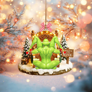 Personalized Grin Christmas Ornament, Funny Green Monster Couple, Custom Holiday Tree Decoration, Christmas Ornament, Merry Grinmas Gift