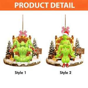 Personalized Grin Christmas Ornament, Funny Green Monster Couple, Custom Holiday Tree Decoration, Christmas Ornament, Merry Grinmas Gift