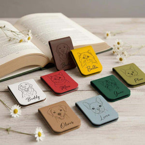 Personalized Magnetic Pet Portrait Bookmark, Engraved Pet Outline Bookmark, Pet Photo Bookmark, Gift for Bookworm, Pet Loss Memorial Gift