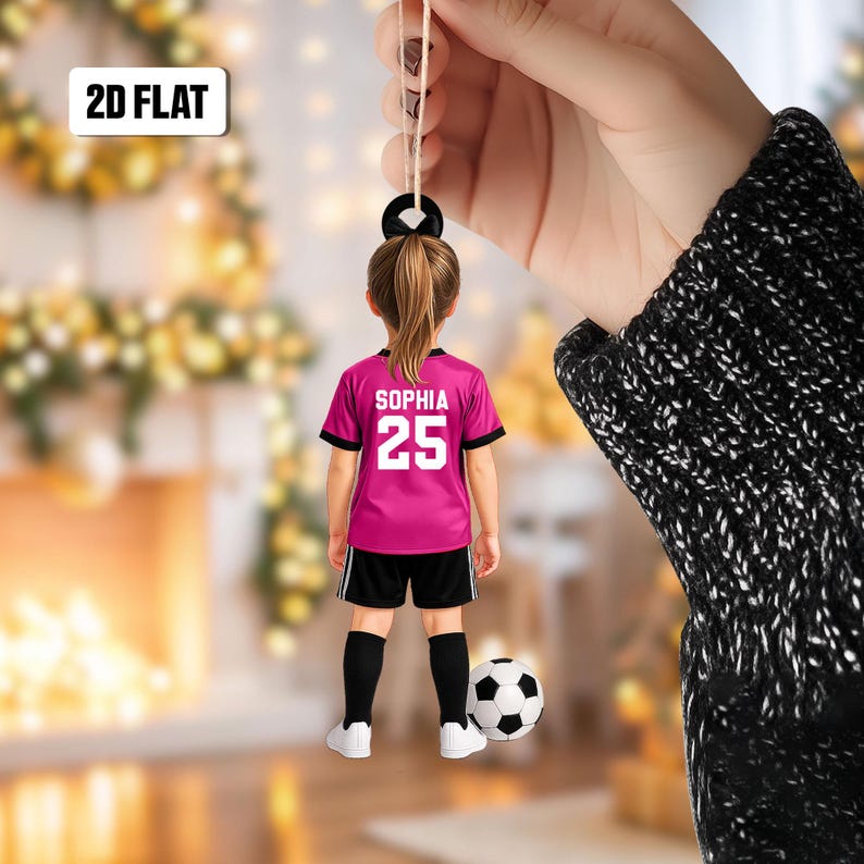 Personalized Kid Soccer Player 2D Flat Ornament, Custom Name Number Soccer Ornament, Soccer Keepsake, Soccer Uniform Ornament, Gift for Kids