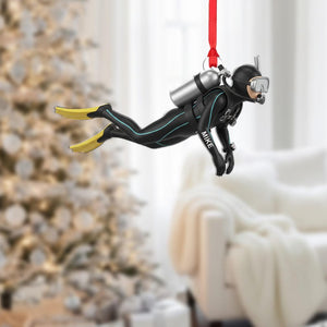 Custom Scuba Diver Ornament - Personalized Diving Christmas Gift for Ocean Lover