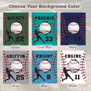 Custom Baseball Name Blanket-Personalized Sports Throw with Number-Team Gift for Player-Baseball Stripe Blanket Gift for Kid-Baseball Family