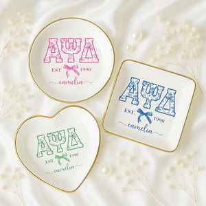 Custom Chinoiserie Greek Sorority Trinket Dish: Sorority Initiation Gift, Coquette Girls Sorority Gifts