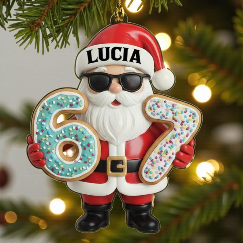 Gingerbread Six Seven Ornament Gen Alpha 67 Christmas Ornament for Kids & Teens
