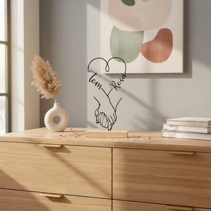 Personalized Wedding & Anniversary Gift | Line Art Decor | 3D Printed Hands Standee | Unique Couple Gift with Names