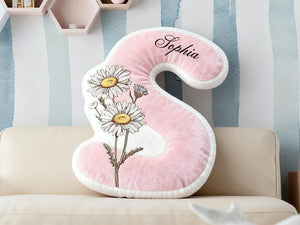 Personalized Birth Flower Letter Pillow,Initial Birth Flower Pillow,Floral Pillow,Birthday Gift for Her,Gift For Mom/Bridesmaid,Wedding Gift