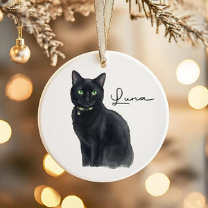 Personalized Multiple Cats Picture Christmas Ornament, Custom Cat Ornament 2025 Using Pet's Photo + Name, Cat Memorial Ornament