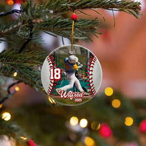Custom Baseball Ceramic Ornament, Personalized Sports Photo Ornament, Baseball Player Christmas Decor, Team Gift Keepsake, Holiday Ornament