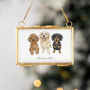 Custom Pet Portrait Frame Ornament, Unique Christmas Gifts with Watercolor Dog From Photo