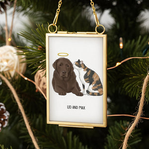 Custom Pet Portrait Frame Ornament, Unique Christmas Gifts with Watercolor Dog From Photo