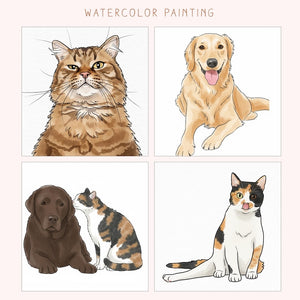 Custom Pet Portrait Frame Ornament, Unique Christmas Gifts with Watercolor Dog From Photo