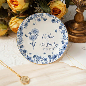 Personalized Ring Dish, Mother of the Bride/Groom Trinket Dish, Toile De Jouy Gift For Mother, Gift for Mom, Gift from Daughter