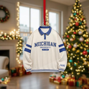 Custom University Sweater Ornament 2025, Personalized College Hoodie Ornament, School Spirit Decor, Graduation Keepsake, Freshman Ornament