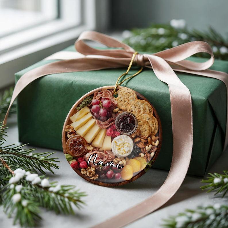 Charcuterie Ornament, Wine Ornament, Hostess Gift, White Elephant or Ornament Exchange for Foodies, Cheese Lover