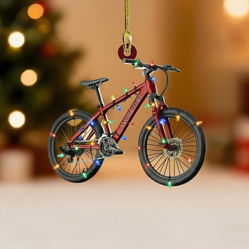 Personalized Bicycle Ornament 2D Ornament, Mountain Biking Ornament, Biking Lover Christmas Gift, Sport Lover Ornament, Boy Christmas Gift