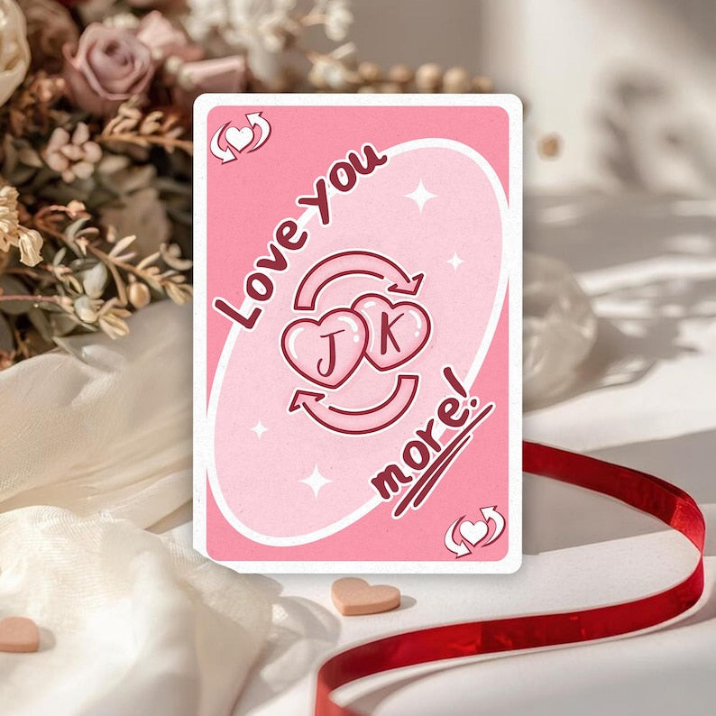 Reverse Love Card I Love You More Personalized Couple Name Card,Anniversary Gift for Him/Her, Funny Wedding Anniversary Gift for Husband